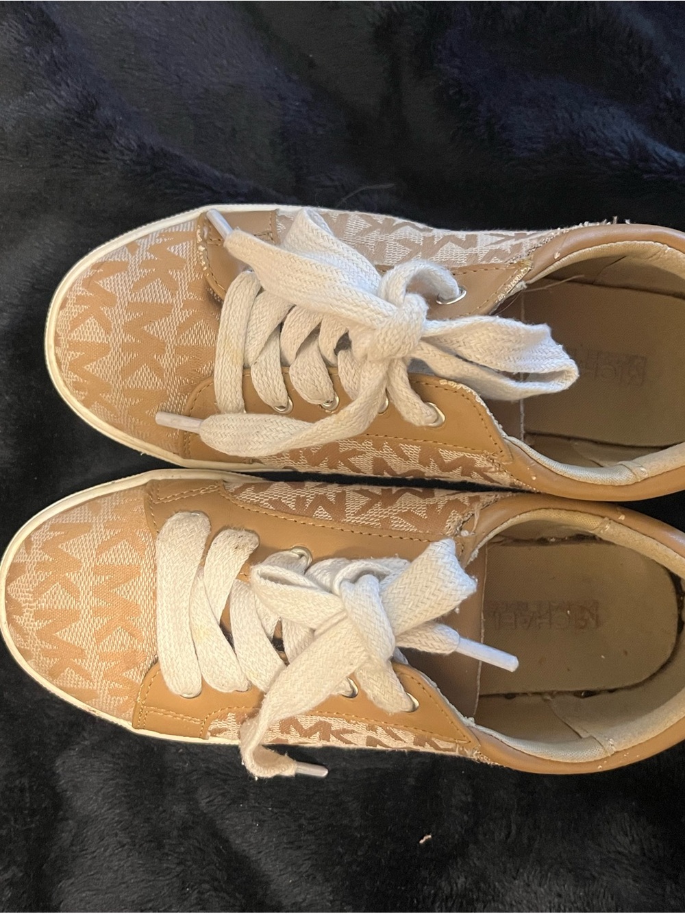 Michael Kors Kids Beige Logo Lace-Up Sneakers